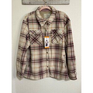 Sage Women's Plaid Super Plush Sherpa Lined Fleece Shirt Jacket  XXL Pink Casual